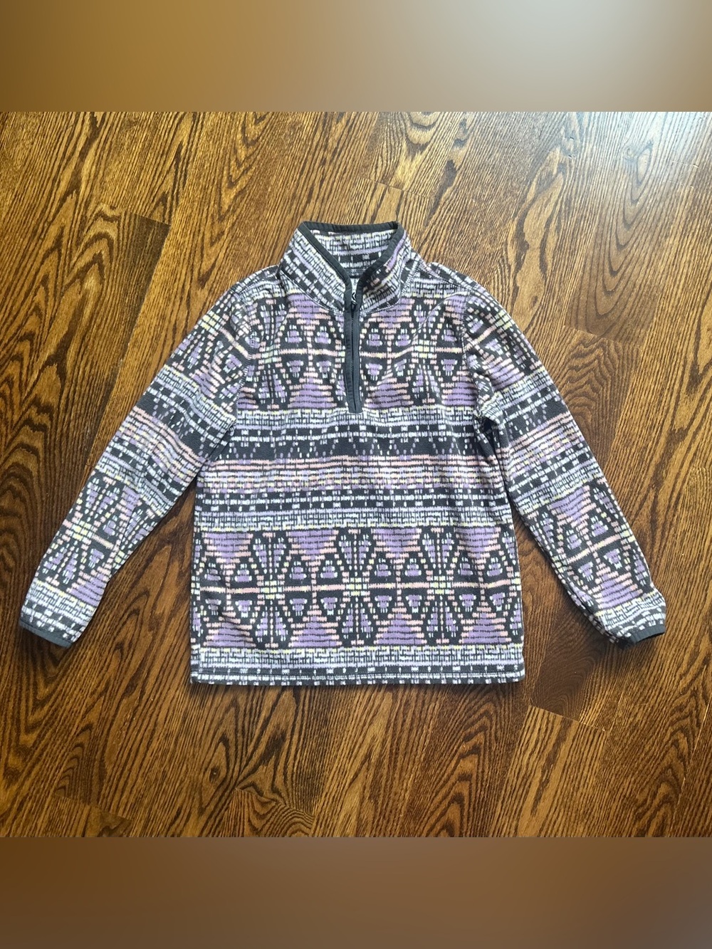 OshKosh B'gosh Fleece Black, Lavender & White Patterned Half-Zip Pullover